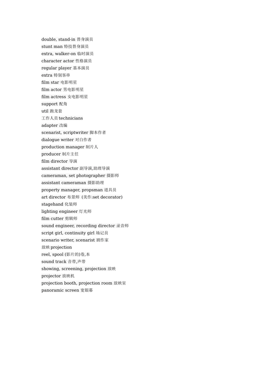 电影名词汇总中英对照_第3页