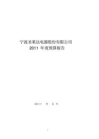 上公司2011年预算报告WROD版本非常详实