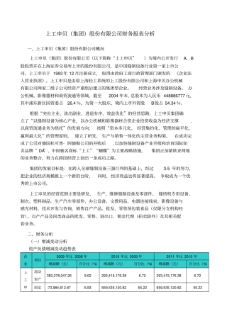 上工申贝集团股份有限公司财务报表分析