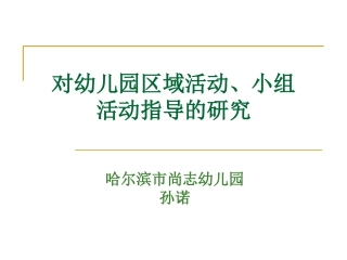 《对幼儿园区域活动与小组活动指导的研究》
