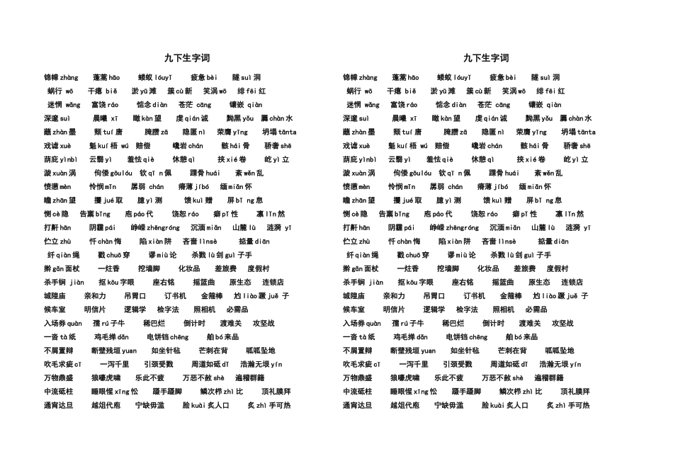 复件九下重点字词_第1页