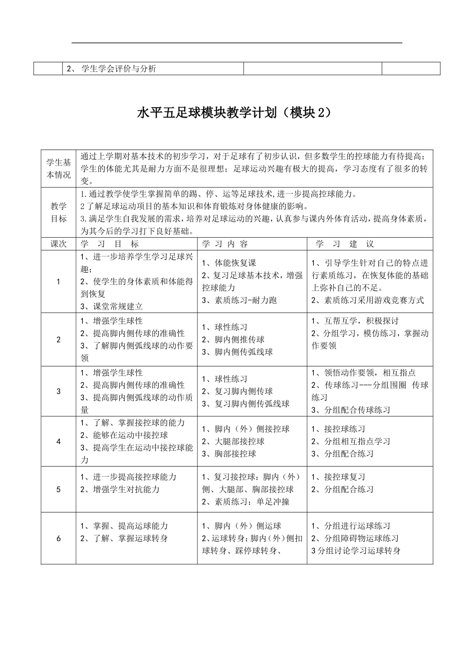 水平五足球模块教学计划_第3页