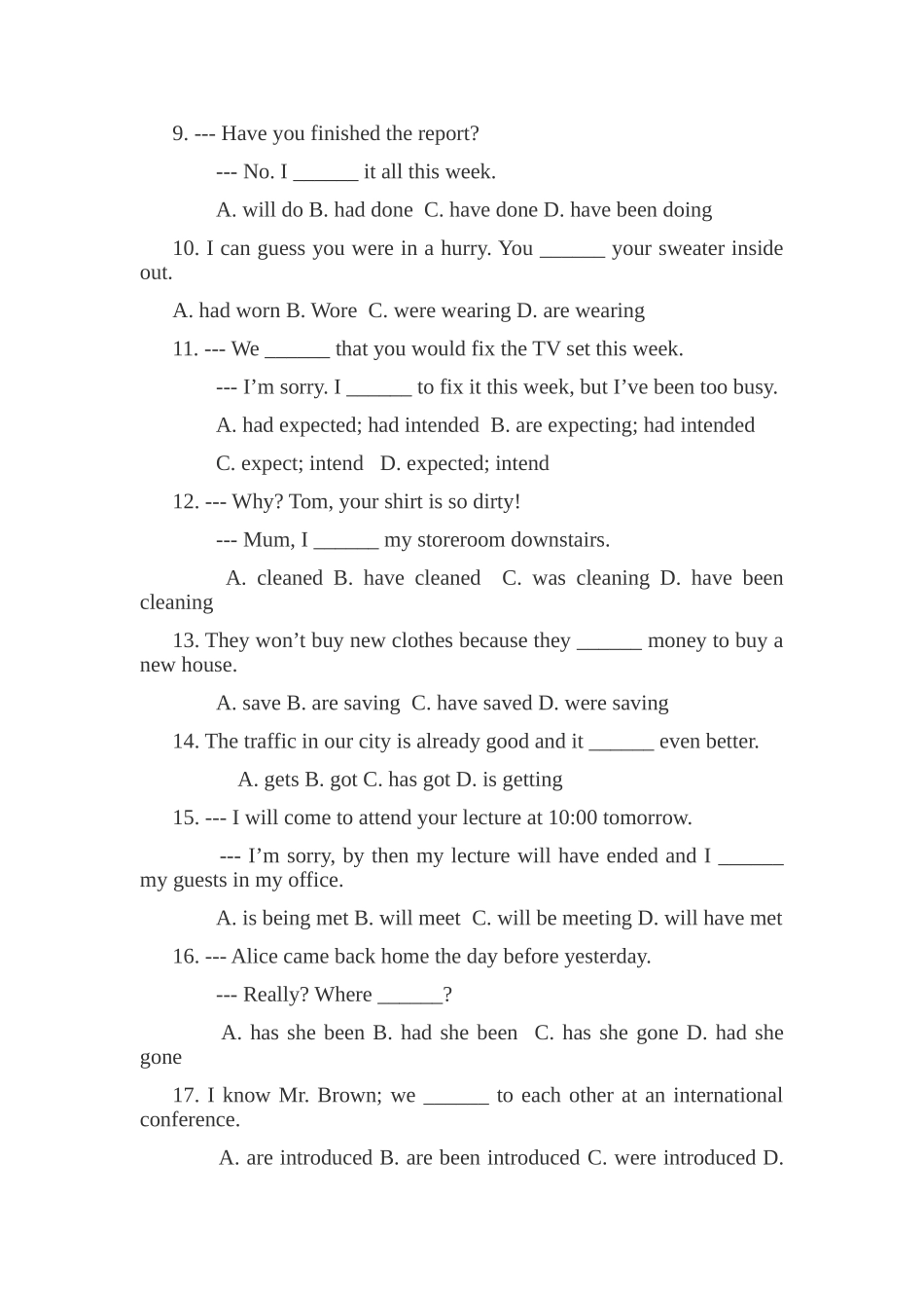 高中各种时态练习题_第2页