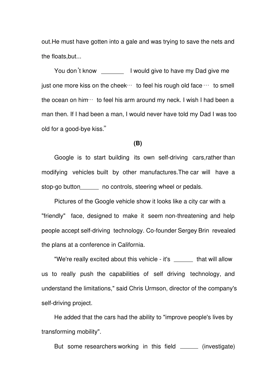 上海交通大学附属中学2016届高三英语下册开学摸底考试卷_第3页