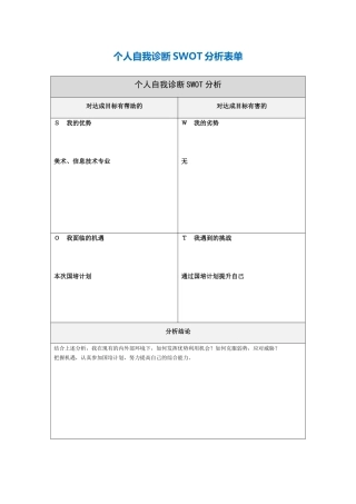 西充中学蒲宇个人自我分析swot