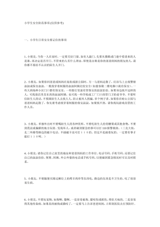小学生安全防范事项