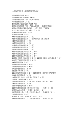 上海地理等级考主观题资料