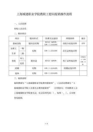 上海城建职业学院教职工慰问报销操作流程