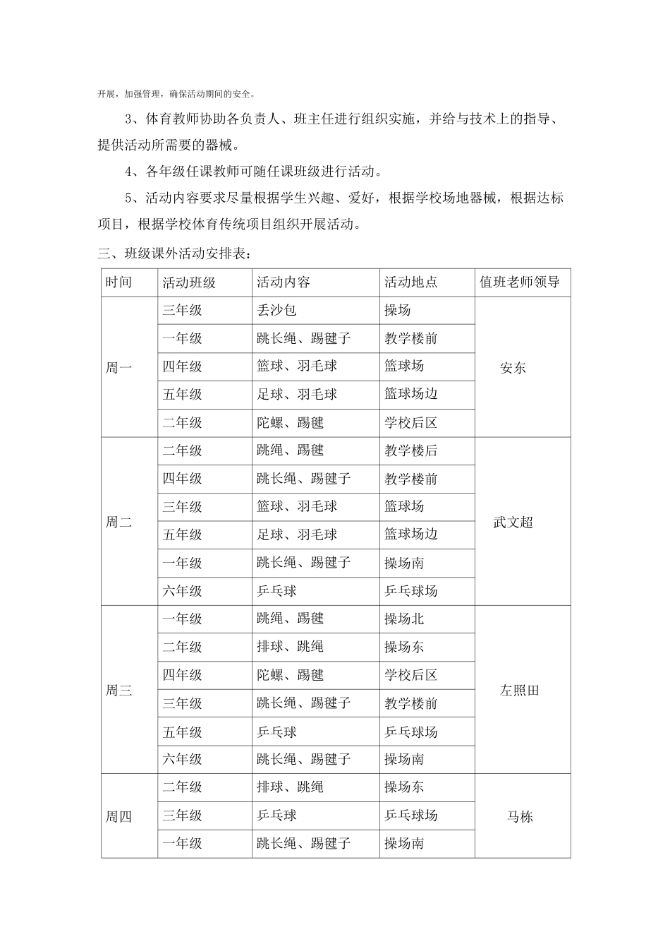 体育课外活动方案及活动安排表_第2页