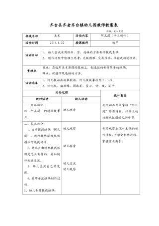 美术领域教案：阿凡提（手工制作）