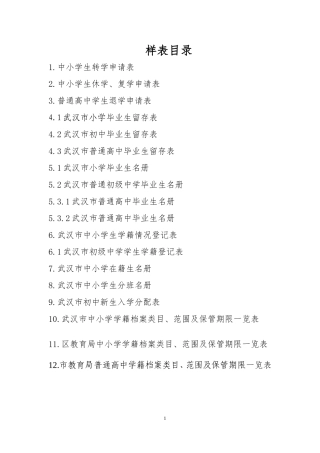 样表(表一至表四）