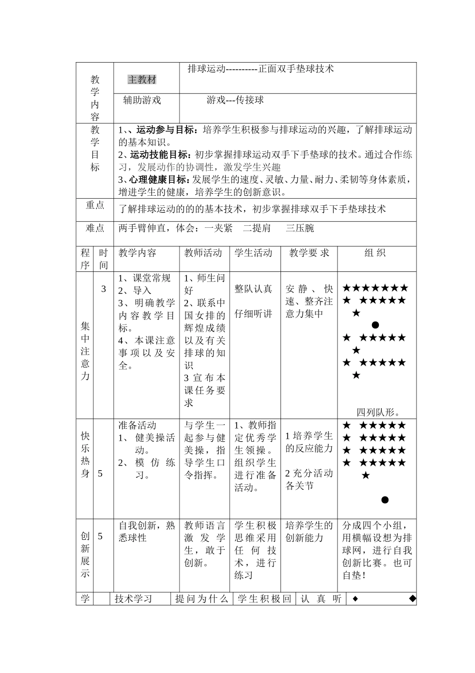 排球运动教学设计_第3页