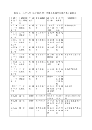 马庄小学科学实验课计划
