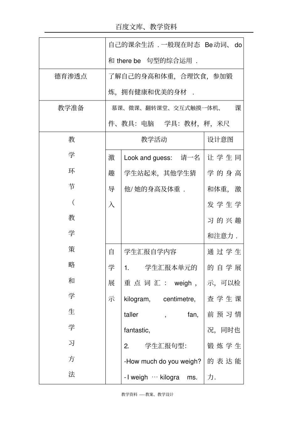 上海教育版英语六年级下册Unit1youandme教学设计_第3页
