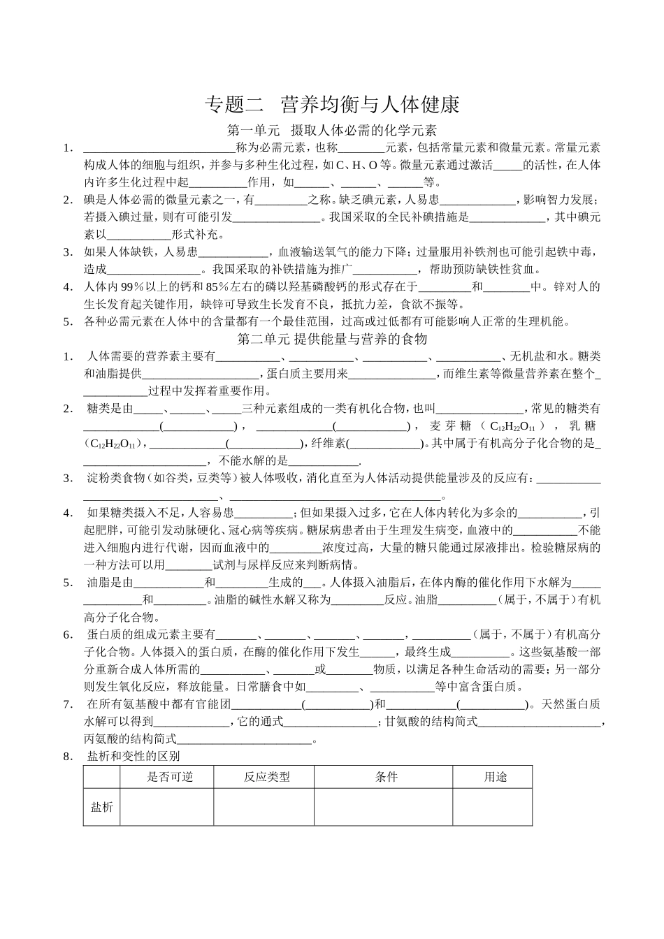 化学学业水平测试－化学与生活知识点_第2页