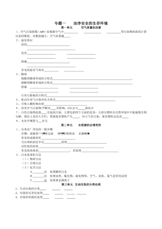 化学学业水平测试－化学与生活知识点