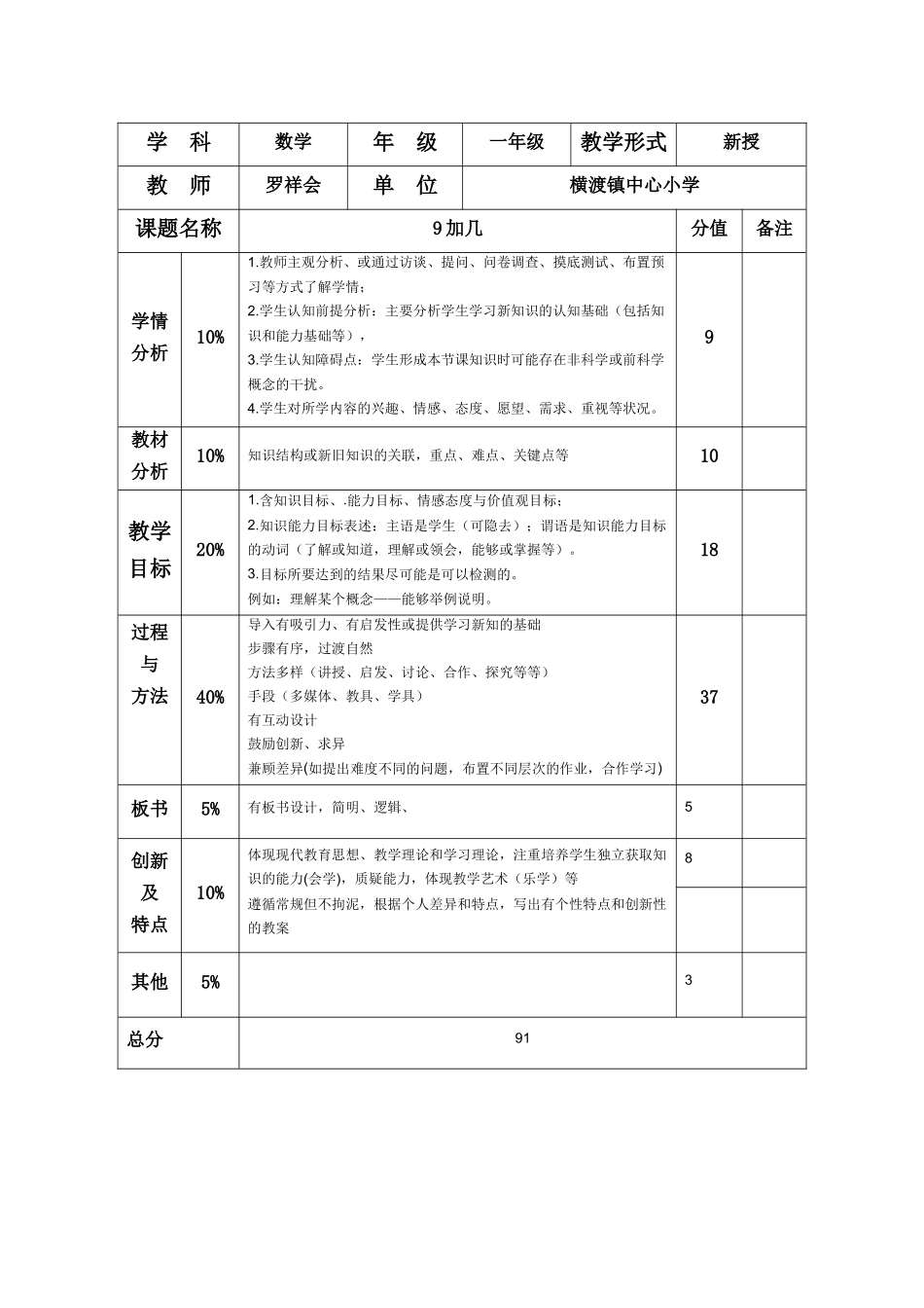 罗世土三门县小学数学坊教案评价_第1页