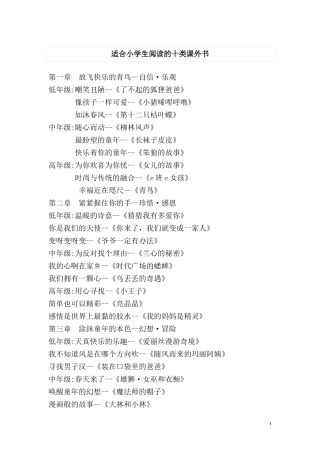 适合小学生阅读的十类课外书