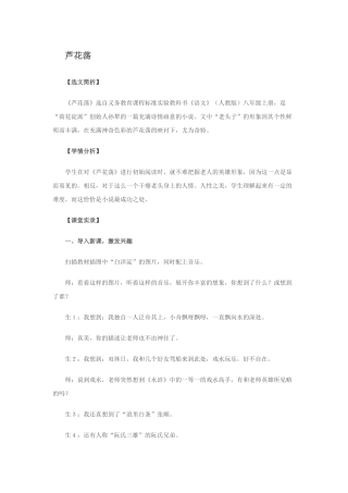 《芦花荡》教学设计