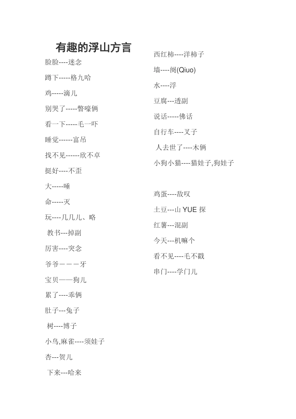 有趣的浮山方言_第1页