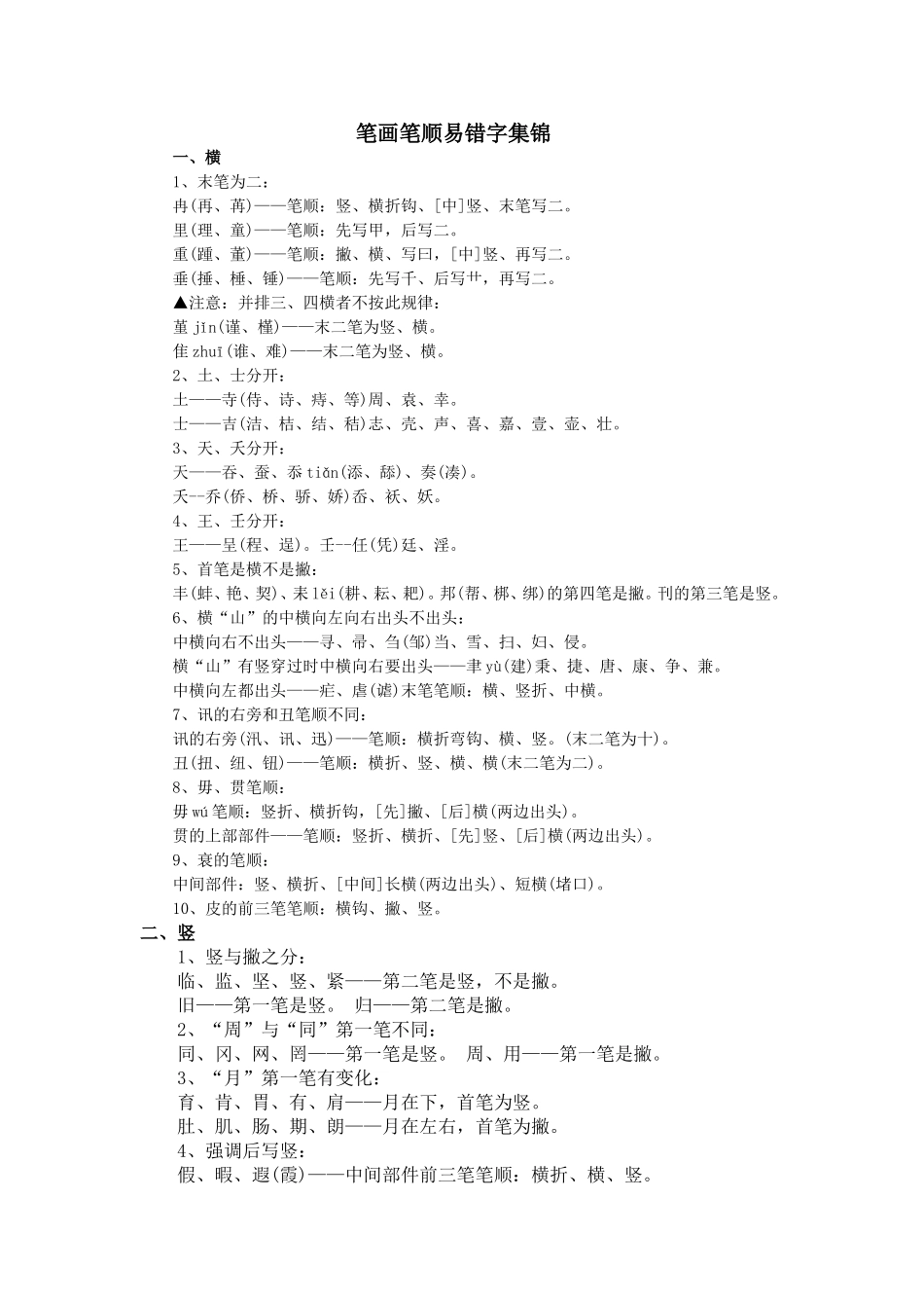笔画笔顺易错字集锦_第1页