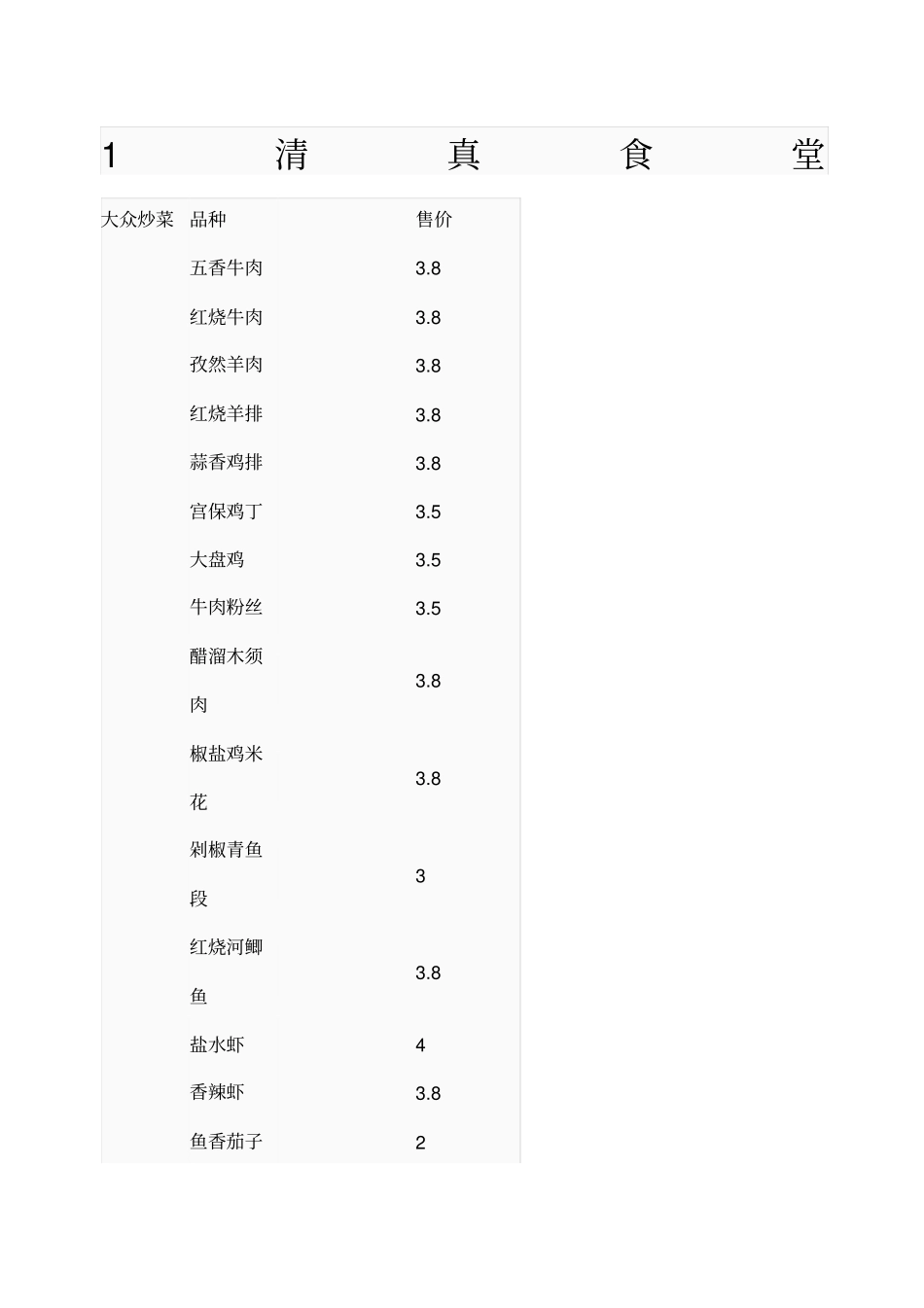 上海海事大学食堂菜谱_第1页