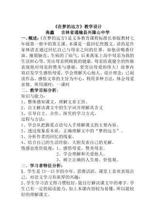 在梦的远方教学设计