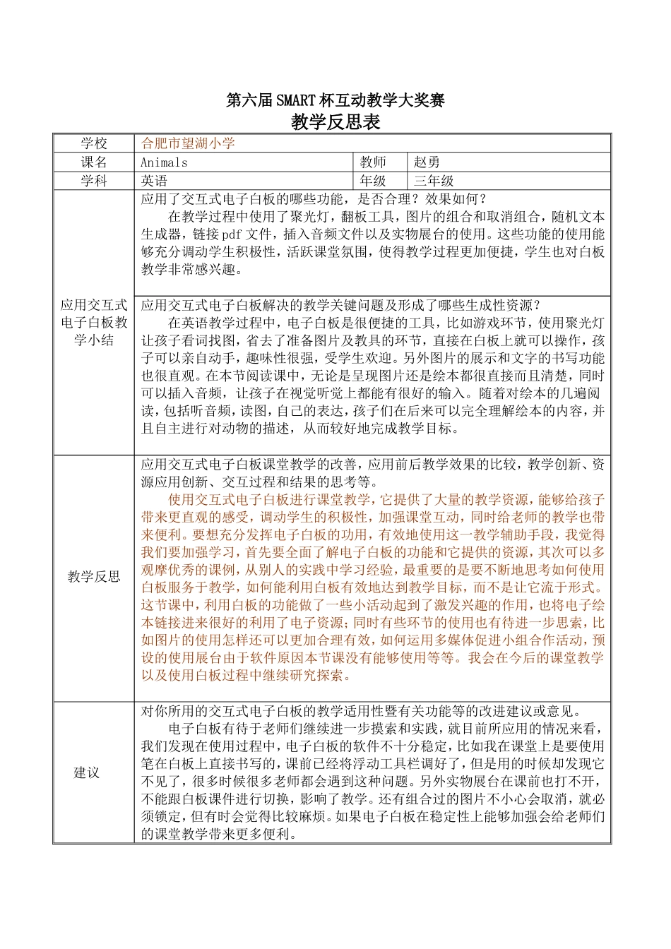 赵勇教学反思表_第1页