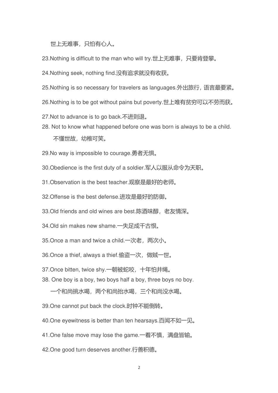 英语写作必备谚语_第2页