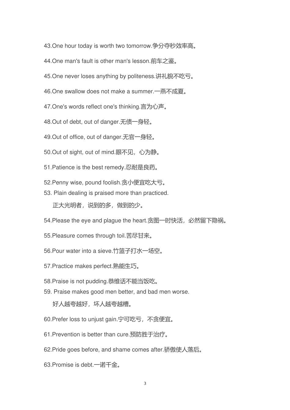 英语写作必备谚语_第3页