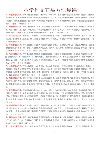小学作文开头方法集锦