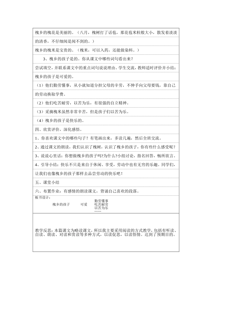 槐乡的孩子（教案与反思）_第2页