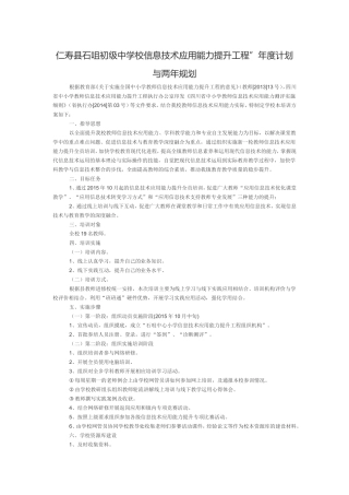 信息技术提升工程年度计划及两年规划