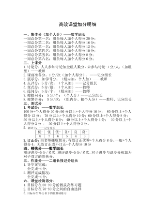 高效课堂加分明细
