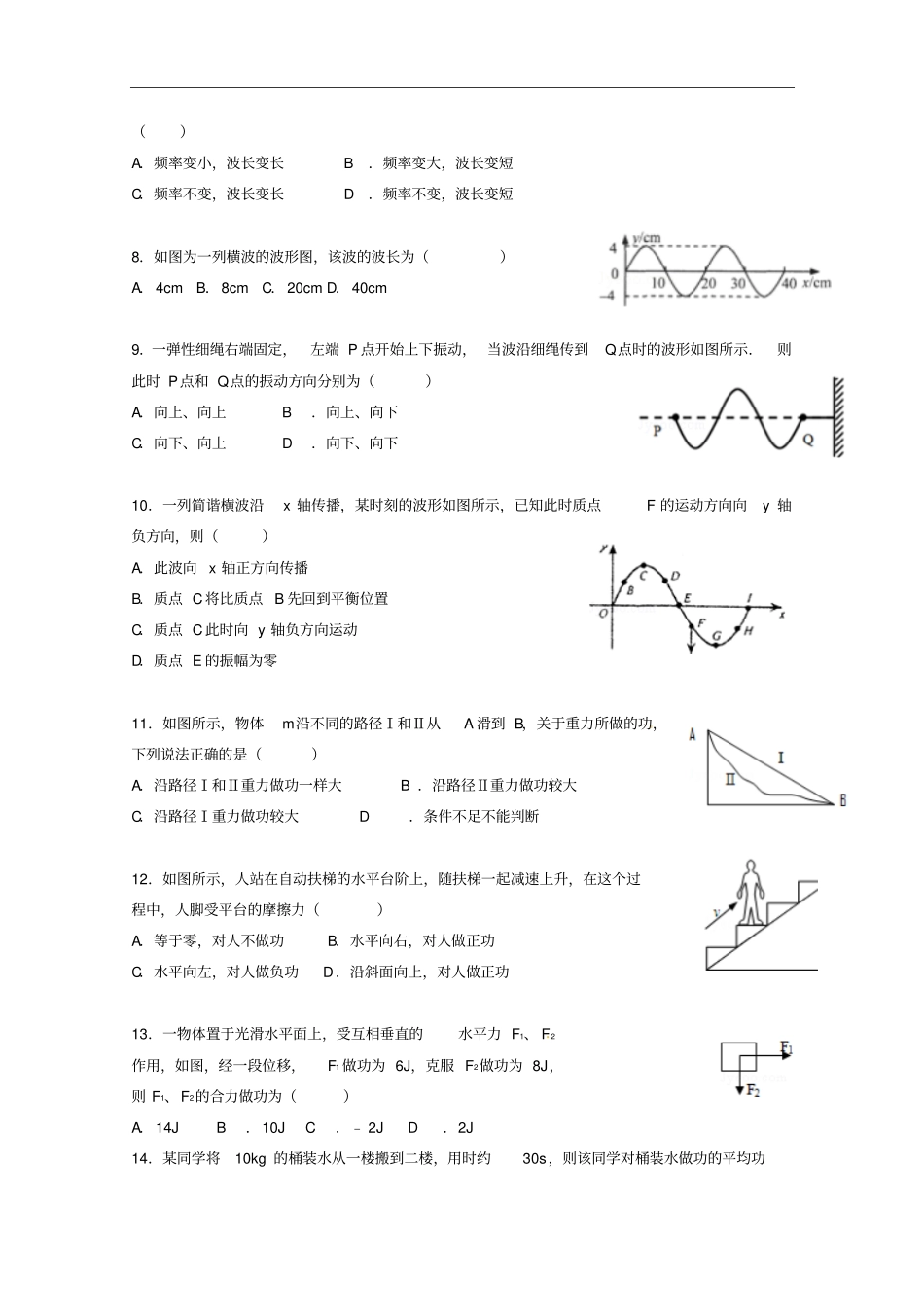 上海金山中学2012017学年高一物理下学期期中试题_第2页
