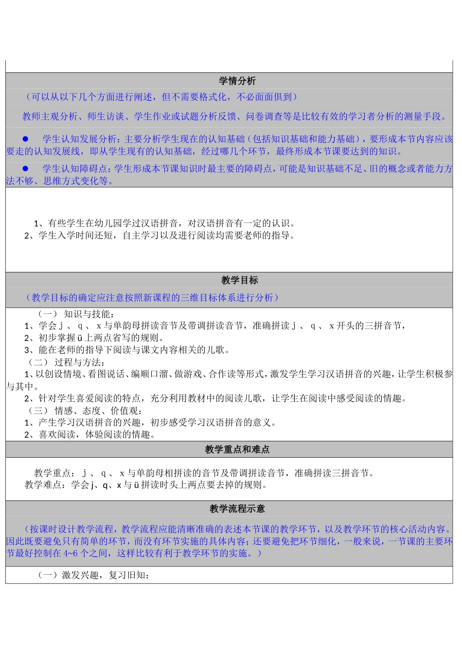 一年级上册的汉语拼音j_q_x_教学设计_第2页