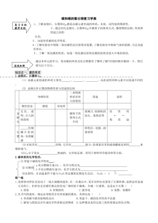 碳和碳的氧化物复习学案