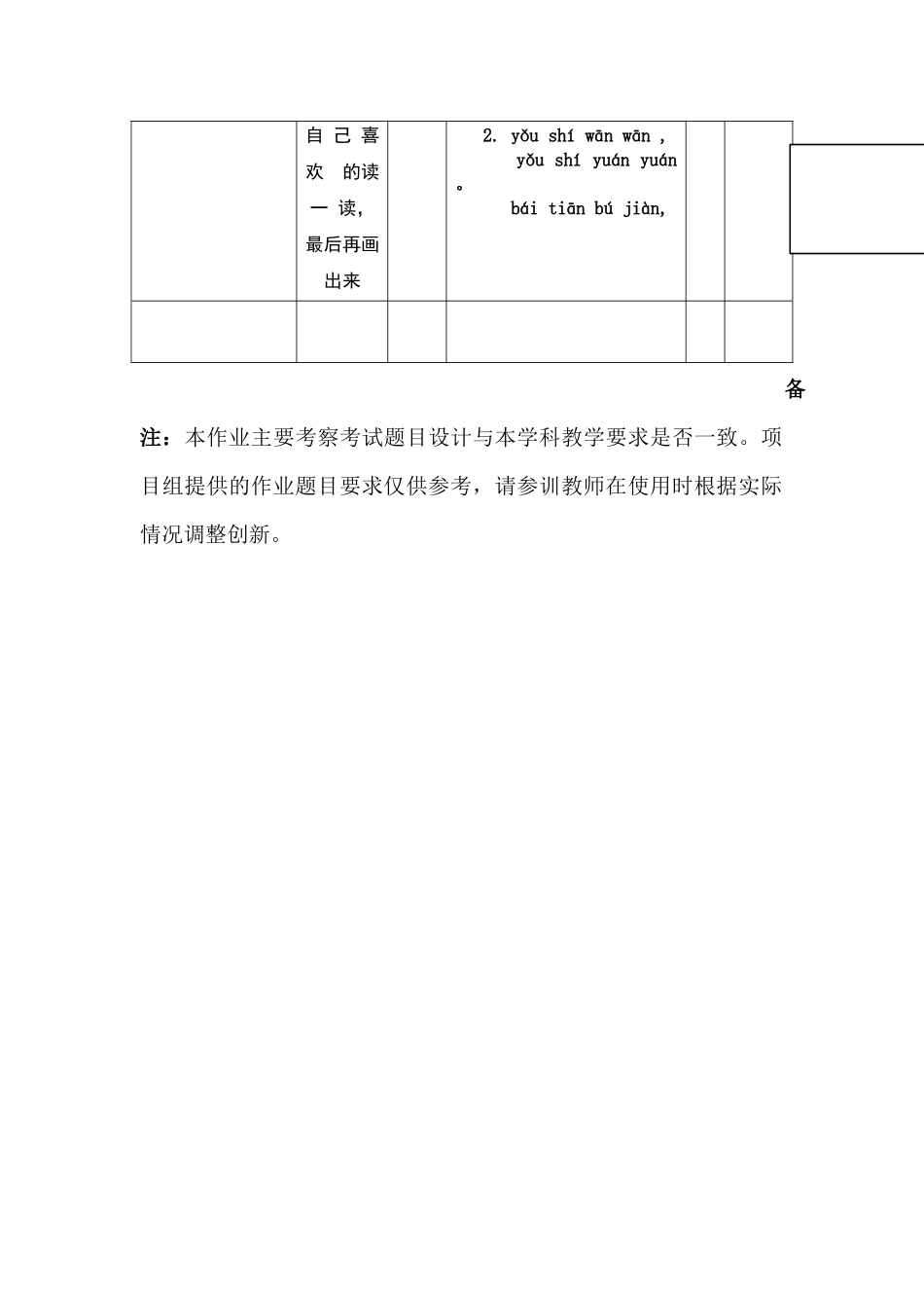 一年级语文单元测验卷与课标的对照表_第3页