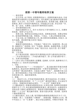 邵原一中青年教师方案
