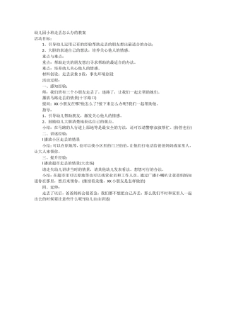 幼儿园小班走丢怎么办的教案