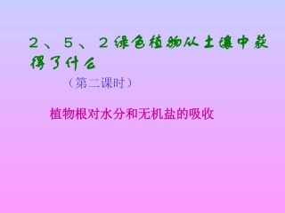 植物根对水分和无机盐的吸收