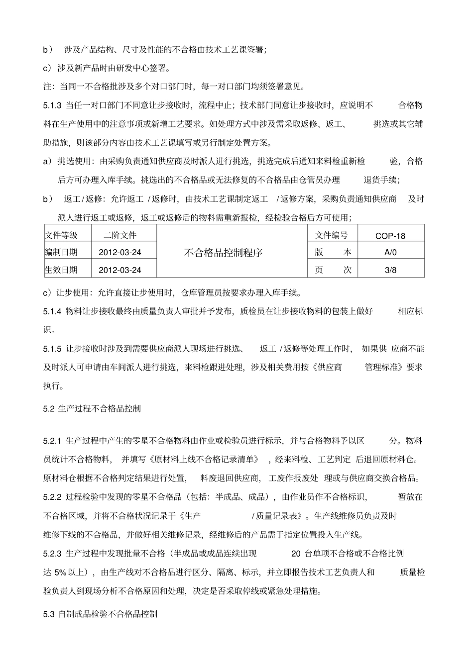 不合格品控制程序文件_第3页