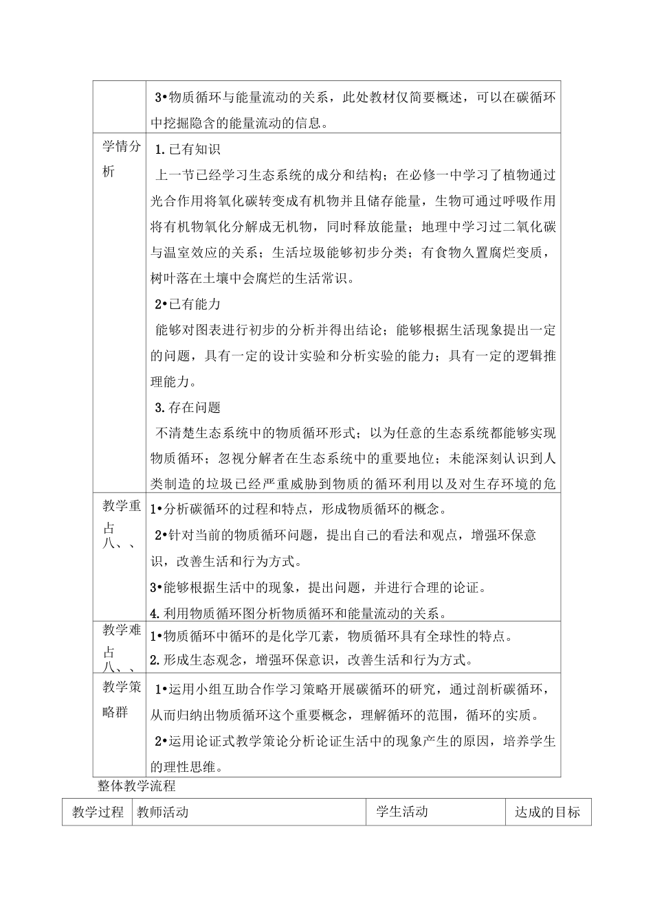 人教版高中生物必修三《生态系统的物质循环》教案_第2页