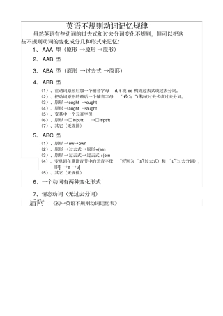 不规则动词过去式与过去分词表附音标