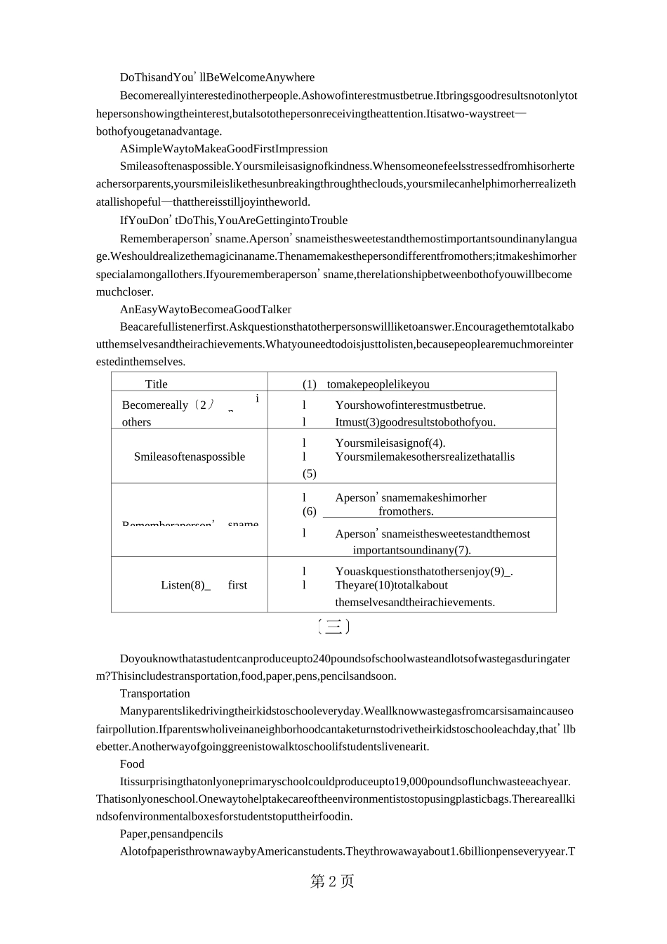 初中英语任务型阅读练习_第2页