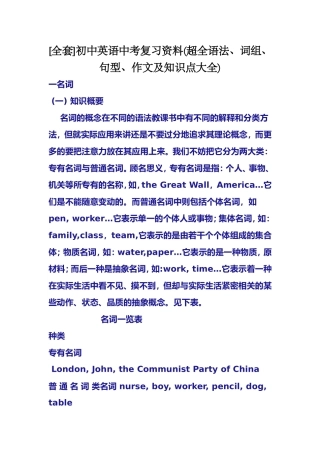 初中英语中考复习资料(超全语法、词组、句型、作文及知识点大全)