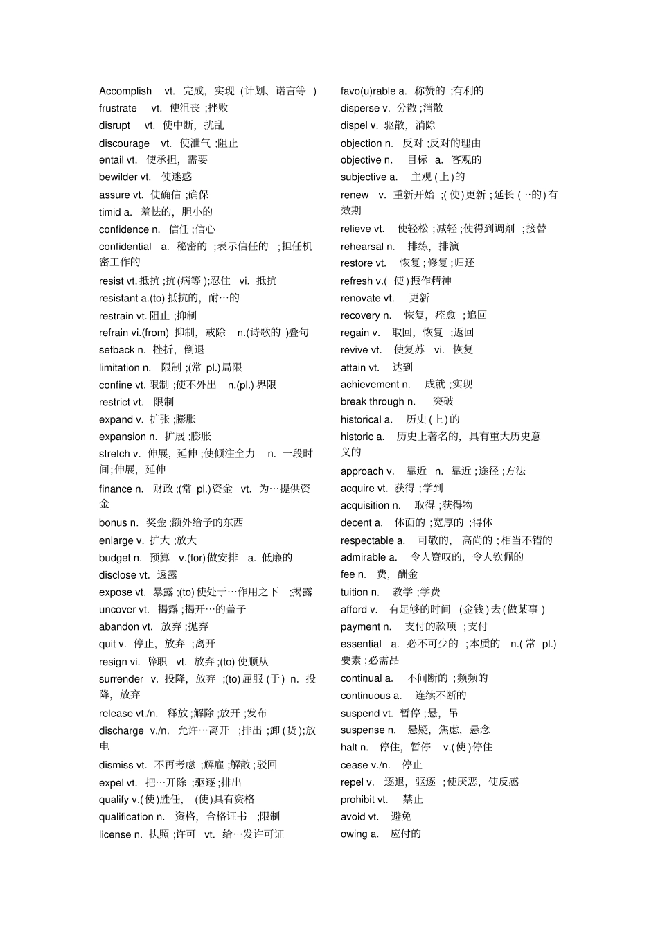 专四高频词汇综述_第1页