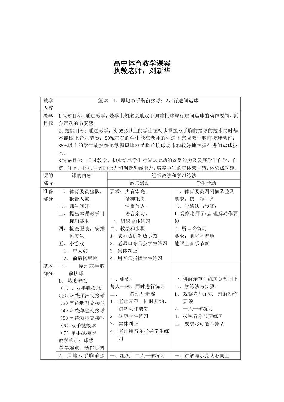 高中体育教学课案_第1页