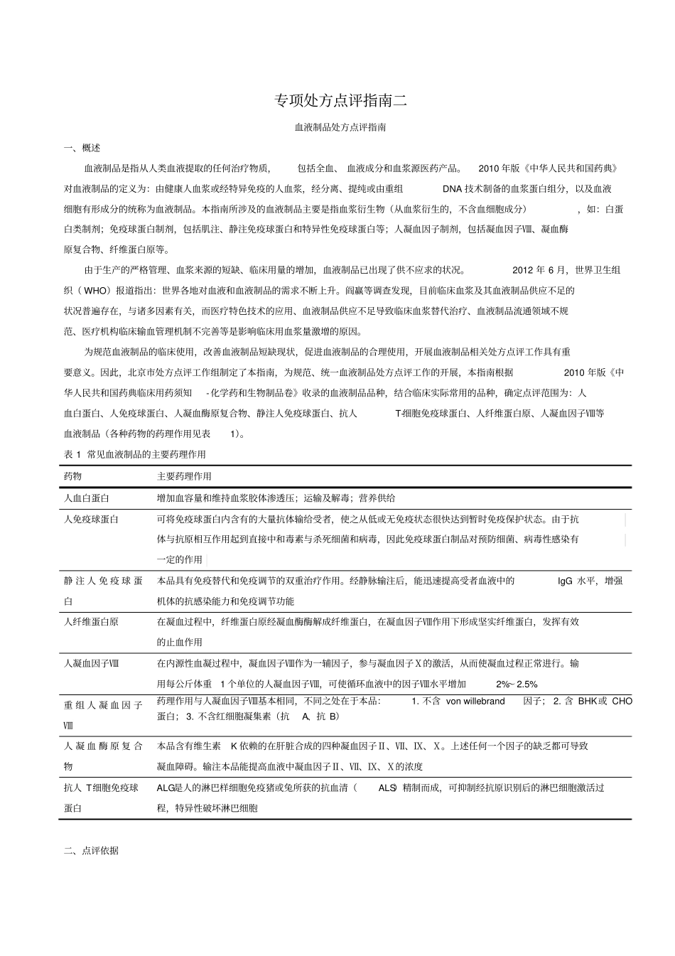 专项处方点评指引二血液制品处方点评指引_第1页
