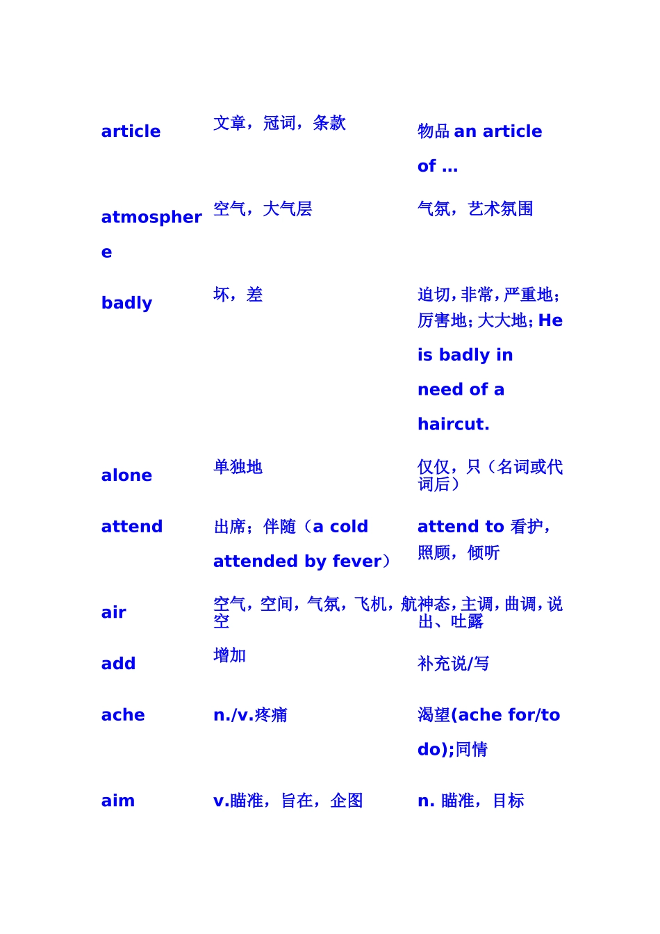 高中英语大纲词汇熟词新意_第2页